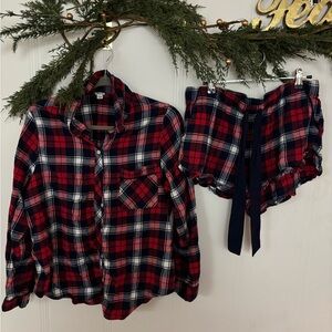 Aerie Red and Navy Plaid Shirt